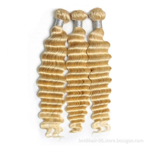 613 hair deep wave bundles blonde virgin remy hair cuticle aligned raw unprocessed human hair russia blonde